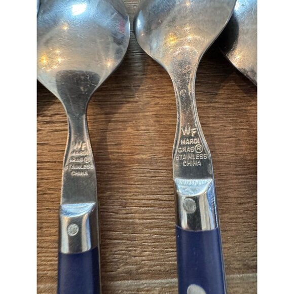 WF Washington Forge Mardi Gras Navy Blue Handle Flatware Taiwan Set of 11 - Picture 7 of 15